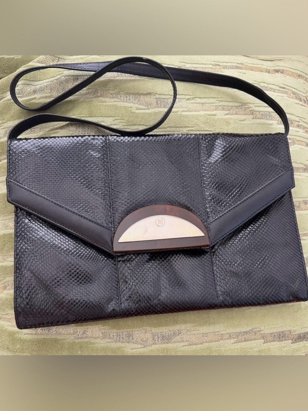 Arnoldos Argentina Vintage Genuine Black Snakeskin Shoulder Bag Or Clutch